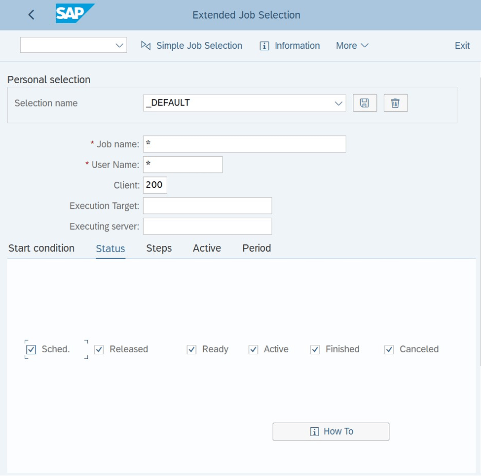 SAP Transaction SM37