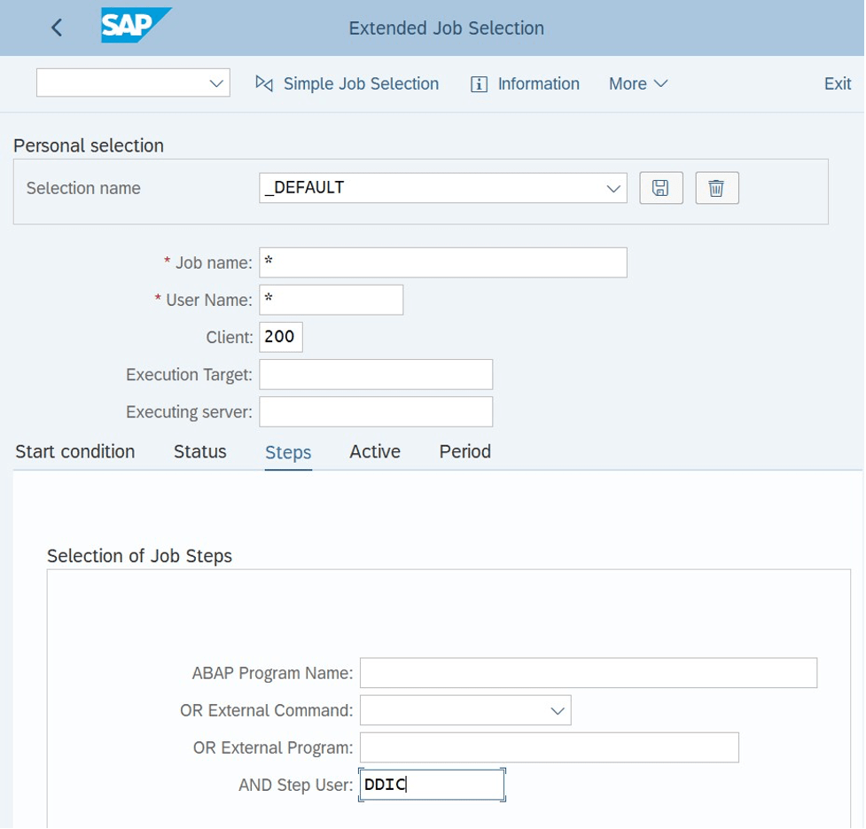 SAP Extended Job Selection