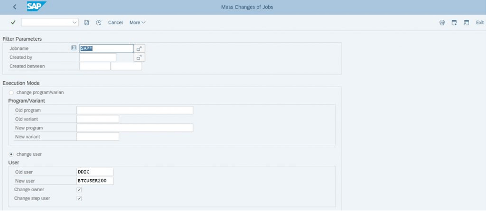 SAP Mass Changes of Jobs