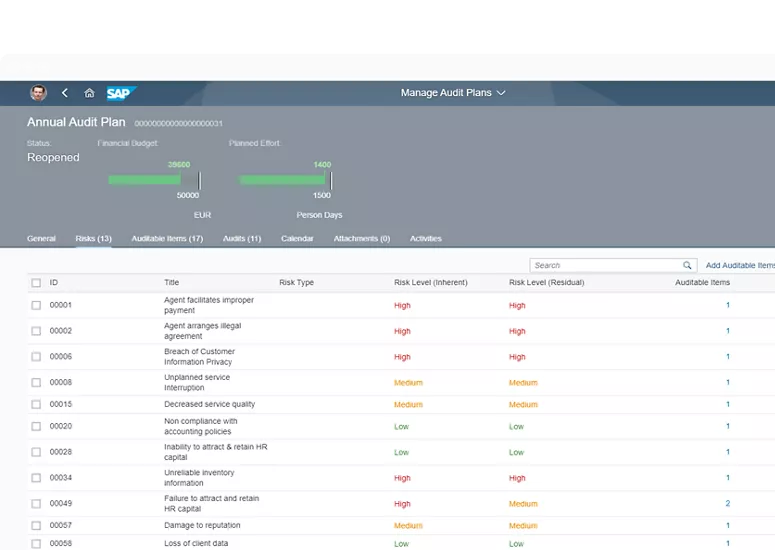 SAP Audit Management Dashboard