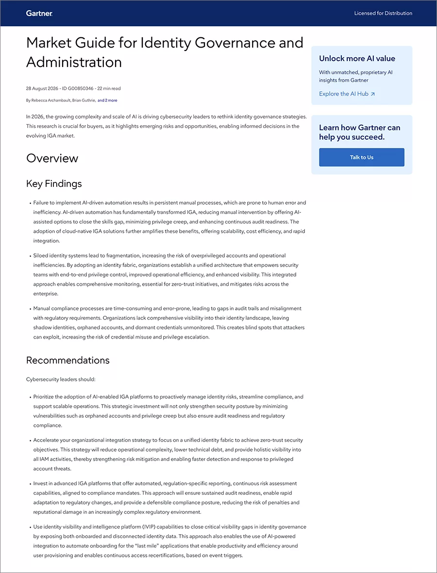 Gartner® Market Guide for Identity Governance and Administration