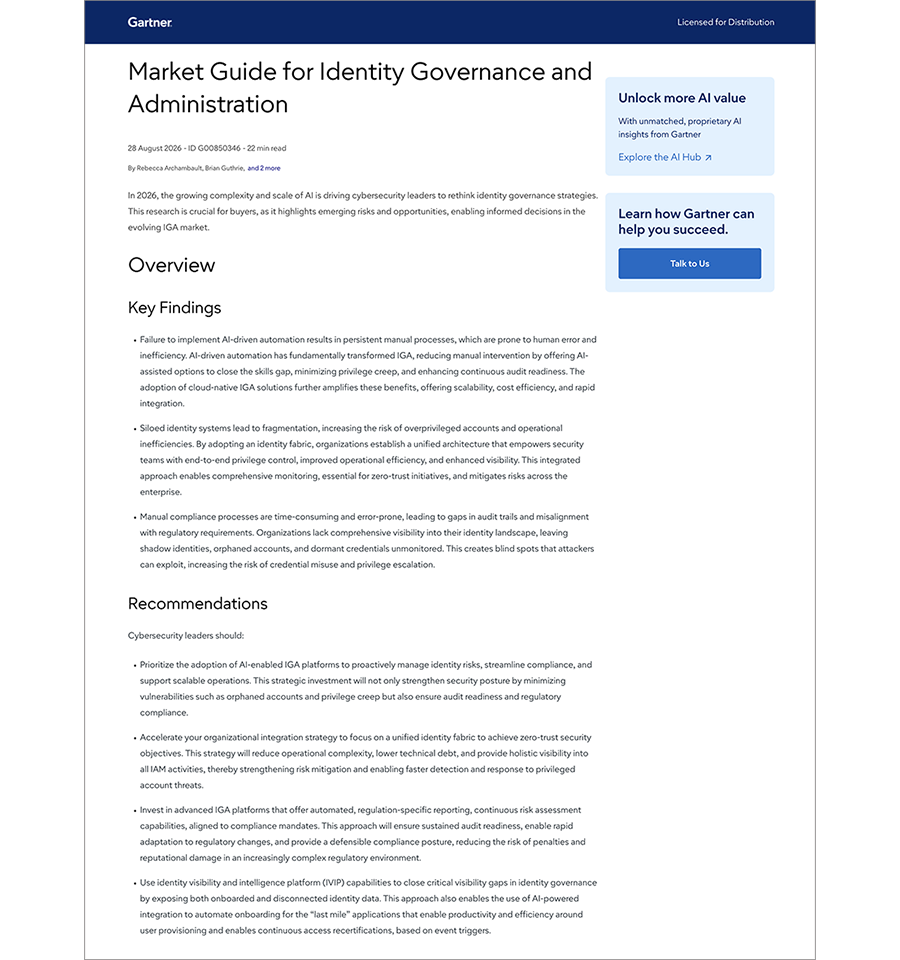 Gartner® Market Guide for Identity Governance and Administration